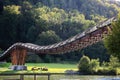 The wooden bridge Tatzlwurm is a sight of Essing