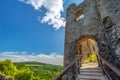 Wooden bridge to the entrance gate of Somoska medieval castle Royalty Free Stock Photo