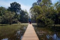 Wooden bridge to Prasat Neak Pean temple