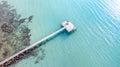 Wooden bridge to the sea beautiful tropical island beach, Aerial view, summer, beach, sea, summer and travel concept Royalty Free Stock Photo