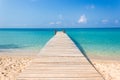 Wooden bridge on the tropical beach and blue sky Royalty Free Stock Photo