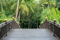 Bang Krachao. Wooden bridge in a tropical park in Bangkok, Thailand