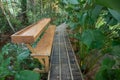 Wooden bridge walkway Bamboo bridge spanning to the garden