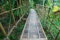 Wooden bridge walkway Bamboo bridge spanning to the garden