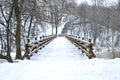 Wooden bridge in winter