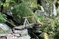 Wooden bridge in the Wormsa valley in Alsace Royalty Free Stock Photo