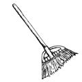 Wooden broom sketch, illustration