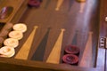 Wooden brown backgammon game