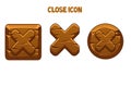 Wooden brown buttons or icons close for interface. Royalty Free Stock Photo