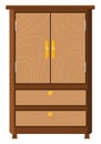 Wooden brown cupboard, icon