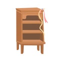 Wooden brown cupboard with shelves for books. Vector cartoon illustration. Furniture for room interior. Isolated objects Royalty Free Stock Photo