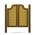 Wooden Brown Gate or Door in Saloon, Bar or Pub. Vector