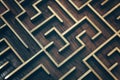 Wooden brown labyrinth maze puzzle close up