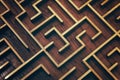 Wooden brown labyrinth maze puzzle close up