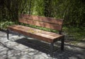 Wooden brown park bench