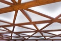 Wooden Brown Planks Element Object Detail Part Interior Ceiling in White Light Decoration