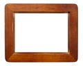 Wooden brown rectangular frame isolated on a white background Royalty Free Stock Photo
