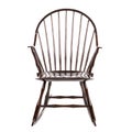 Wooden brown rocking chair made of antique on a white background Royalty Free Stock Photo