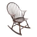 Wooden brown rocking chair made of antique on a white background Royalty Free Stock Photo