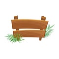 Wooden brown signboard for retro store or tavern in rainforest