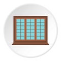 Wooden brown tricuspid window icon circle Royalty Free Stock Photo