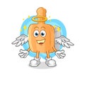 Wooden brush angel with wings vector. cartoon character