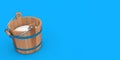 Wooden Bucket Filled with Fresh Milk. 3d Rendering Royalty Free Stock Photo