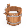 Wooden Bucket Filled with Fresh Milk. 3d Rendering Royalty Free Stock Photo