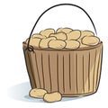 Wooden bucket potatoes Royalty Free Stock Photo