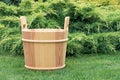 Wooden bucket for sauna.