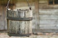 Wooden bucket water Royalty Free Stock Photo