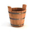 Wooden bucket on white