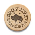 Wooden Buffalo Nickel Royalty Free Stock Photo