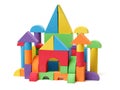 Wooden building castle of colorful blocks Royalty Free Stock Photo