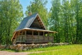 Wooden building in the Museum of Folk Wooden Architecture - Vitoslavlitsy in Russia