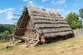 Wooden building with walls braided with wicker