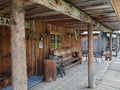 Wooden building in wild western style with a beautiful yard