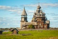 The wooden buildings of the ancient Russian architecture on the island Kizhi