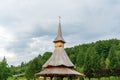 Wooden buildings in the courtyard of Barsana Monastery, Maramures, Romania Royalty Free Stock Photo