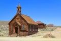 Bodie State Historic Park, Methodist Church and Wooden Houses in Desert Landscape, California Royalty Free Stock Photo