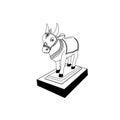 Wooden bull small toy illustration