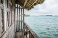 Wooden bungalow with ocean view , wood hut Royalty Free Stock Photo