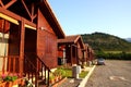 Wooden bungalow row campign camp park