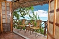 Wooden bungalow terrace with sea view