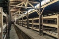 Wooden bunk beds in Auschwitz - Birkenau Concentration Camp, Poland Royalty Free Stock Photo