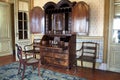 Wooden Bureau in the Queen`s Study, Interiors of Queluz National Palace, near Lisbon, Portugal