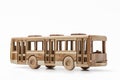 Wooden bus, toy for boys. Royalty Free Stock Photo