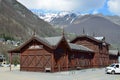 Wooden bus station in Cauterets, French Pyrenees Royalty Free Stock Photo