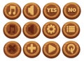 Wooden button game menu set. Cartoon ui