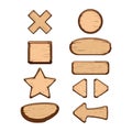 wooden button set cartoon vector illustration